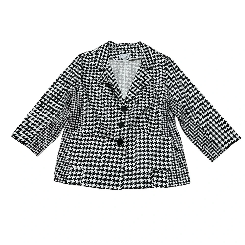 Joan Rivers Classic Houndstooth Black And White Blazer Coat Size‎ 18W